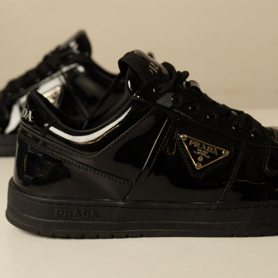 Prada Downtown Leather 'Black Patent' Sneakers