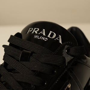 Prada Downtown Leather 'Black Patent' Sneakers