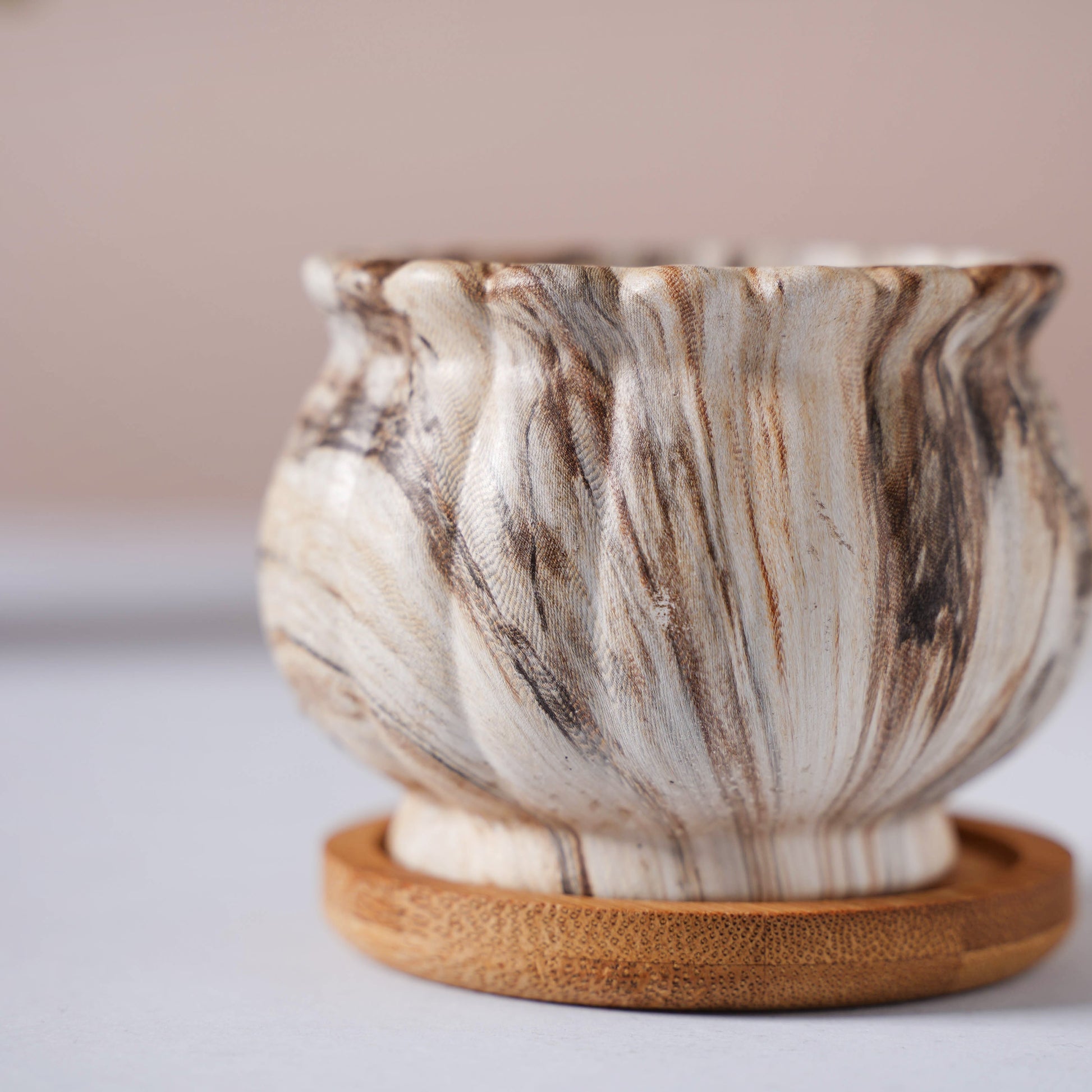 Cinzia Marble Patterned Planter With Coaster