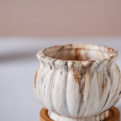Cinzia Marble Patterned Planter With Coaster
