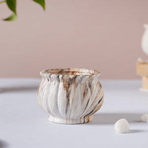 Cinzia Marble Patterned Planter With Coaster