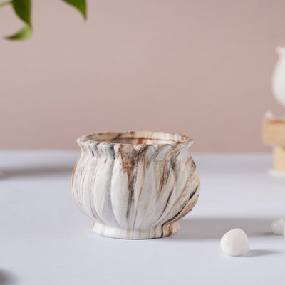 Cinzia Marble Patterned Planter With Coaster