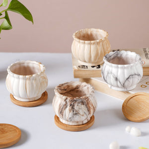 Cinzia Marble Patterned Planter With Coaster