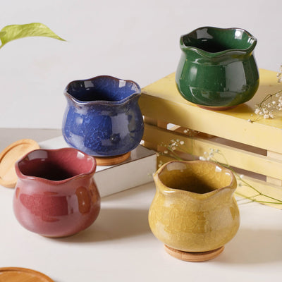 Botanica Ochre Ceramic Planter With Coaster