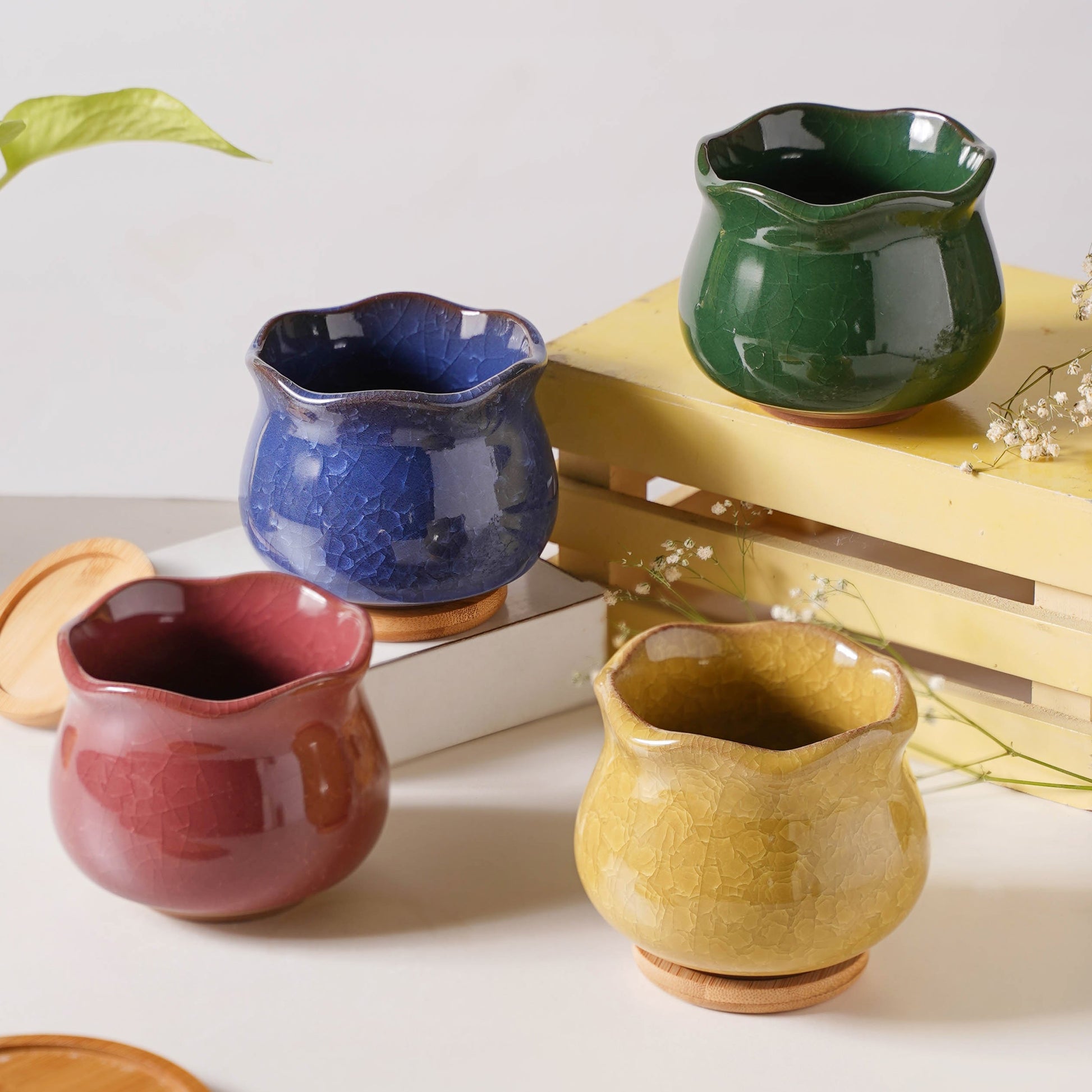 Botanica Ochre Ceramic Planter With Coaster