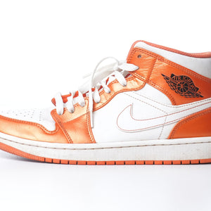 Nike Air Jordan 1 Mid SE Metallic Electro Orange And White Sneakers