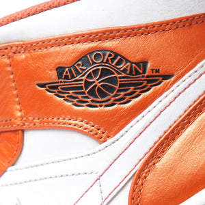 Nike Air Jordan 1 Mid SE Metallic Electro Orange And White Sneakers