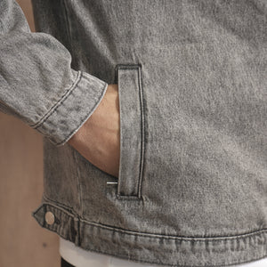 CAPO Washed Black Zip-Up Denim Jacket