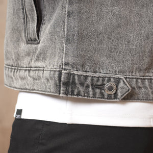 CAPO Washed Black Zip-Up Denim Jacket