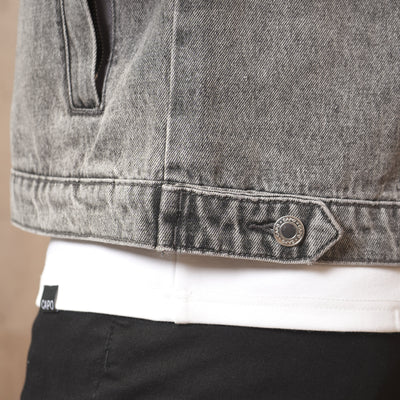 CAPO Washed Black Zip-Up Denim Jacket