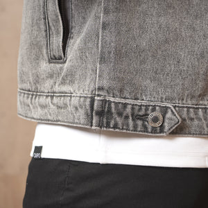 CAPO Washed Black Zip-Up Denim Jacket