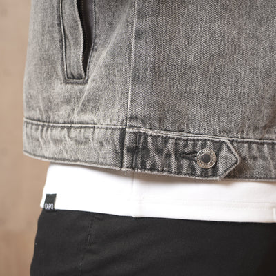 CAPO Washed Black Zip-Up Denim Jacket