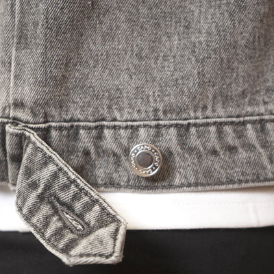 CAPO Washed Black Zip-Up Denim Jacket
