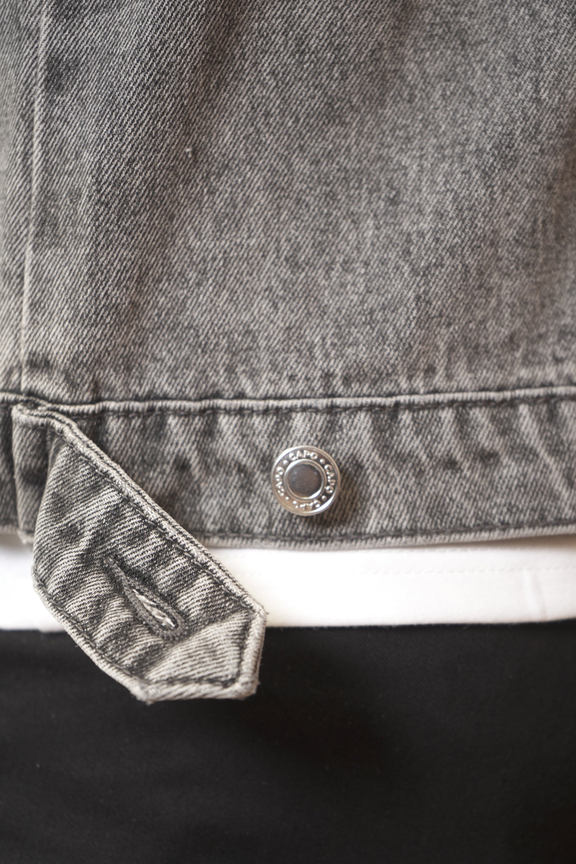 CAPO Washed Black Zip-Up Denim Jacket