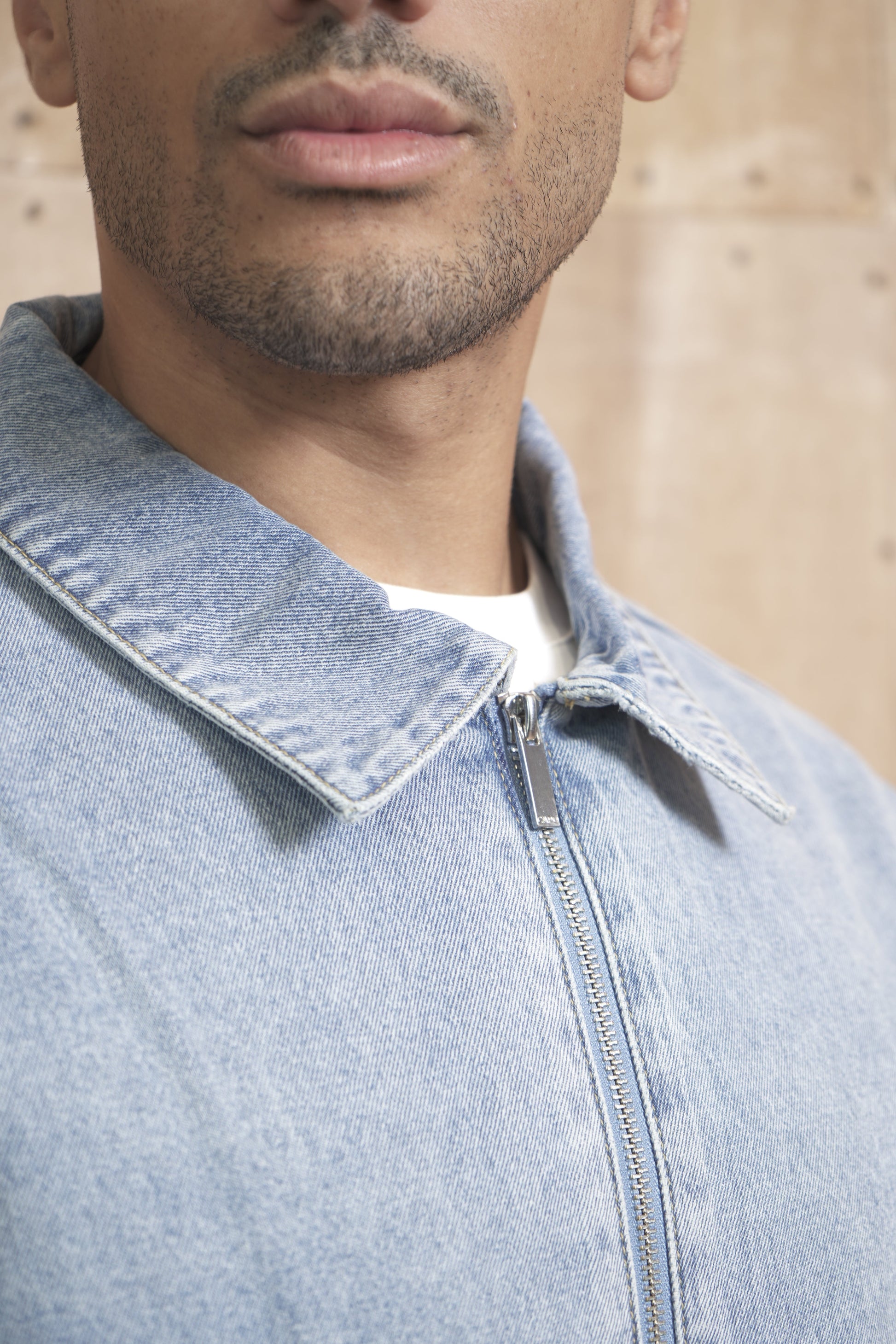 CAPO Denim Washed Blue Zip-Up Jacket