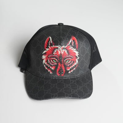 GUCCI Red Wolf Print Cap