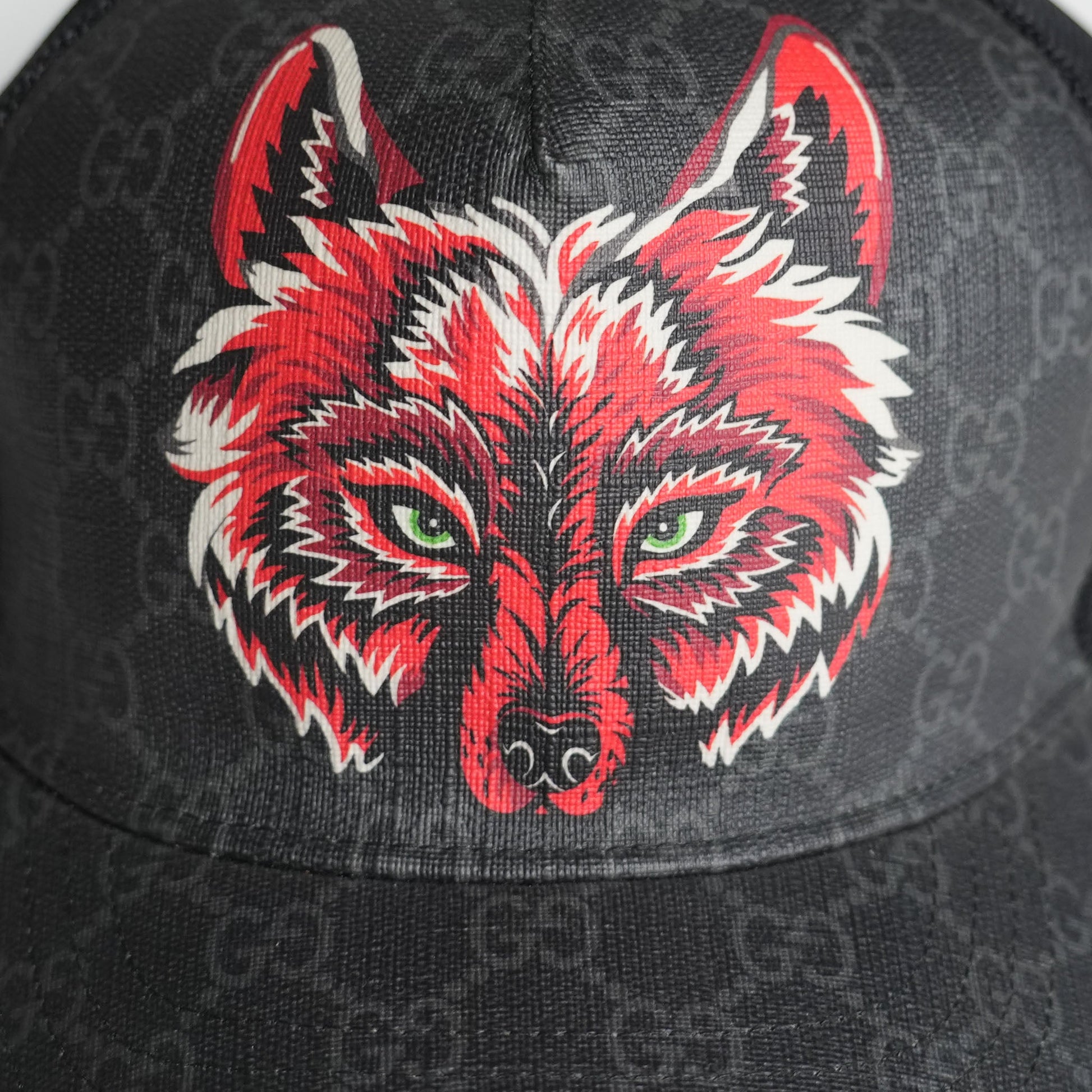 GUCCI Red Wolf Print Cap