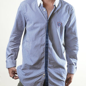 The Emperor Blue White Striped Formal Shirt