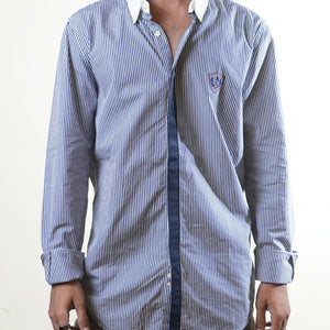 The Emperor Blue White Striped Formal Shirt