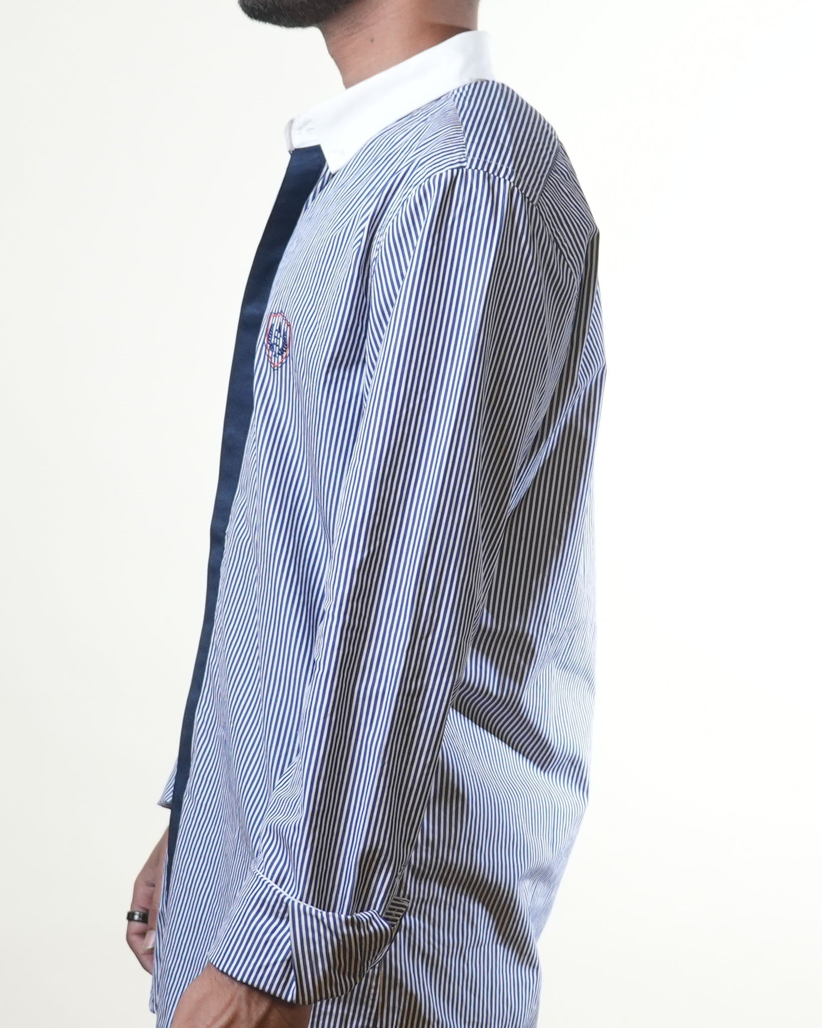 The Emperor Blue White Striped Formal Shirt