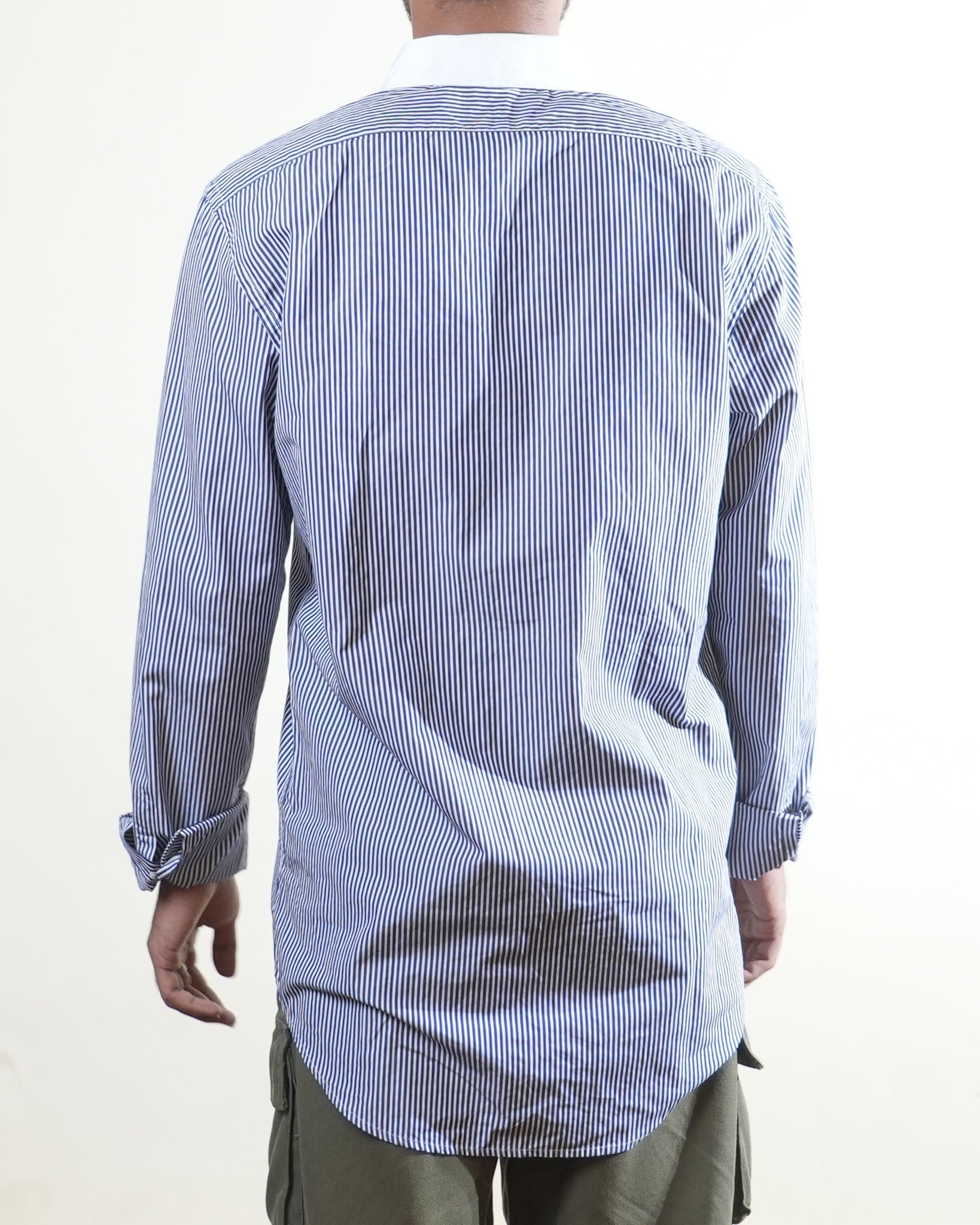 The Emperor Blue White Striped Formal Shirt