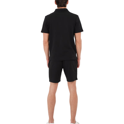 CAPO Textured Black Zip-Up Polo Shirt