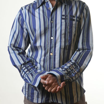 Versace Blue & Grey Striped Shirt