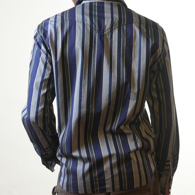 Versace Blue & Grey Striped Shirt
