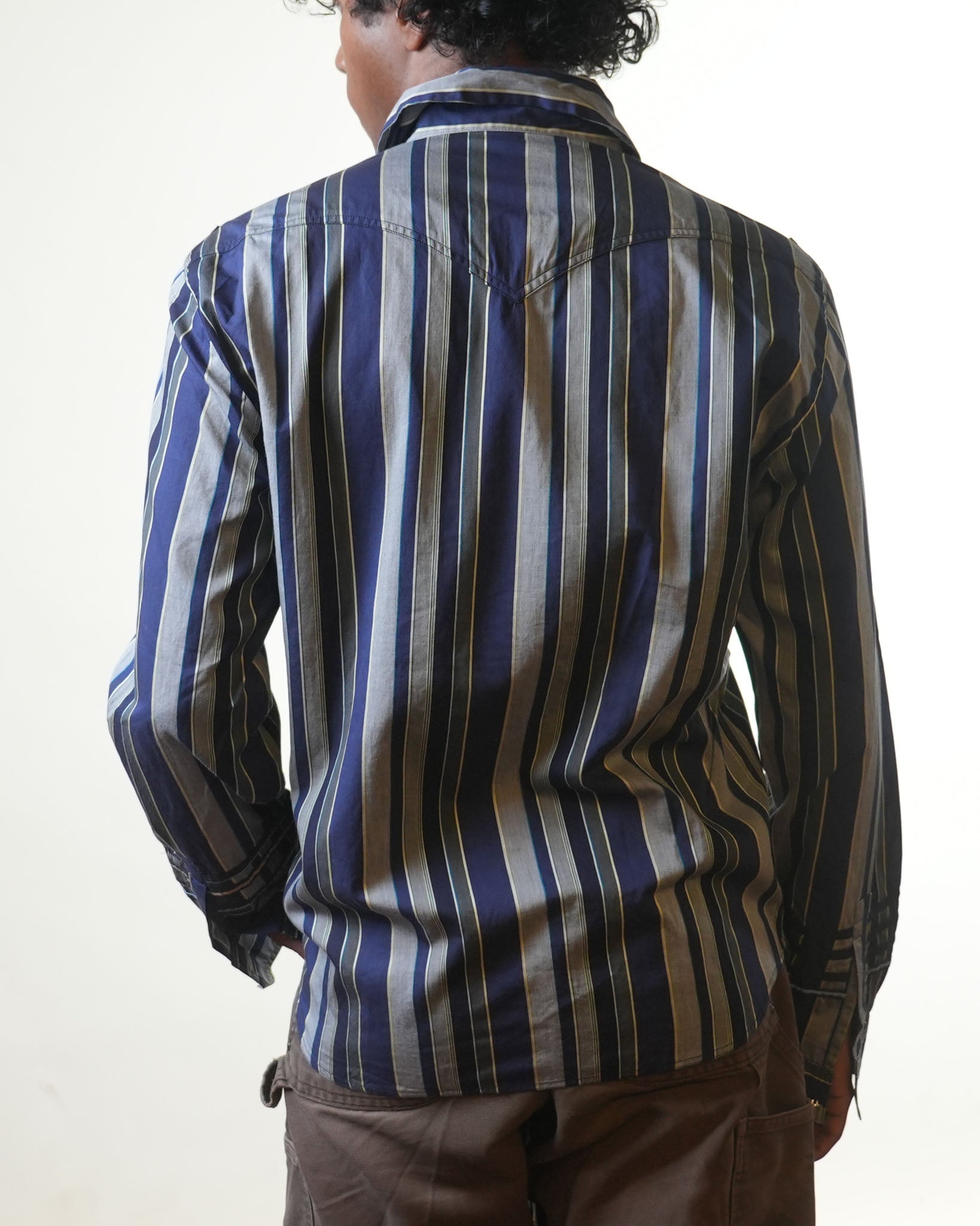Versace Blue & Grey Striped Shirt
