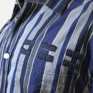 Versace Blue & Grey Striped Shirt