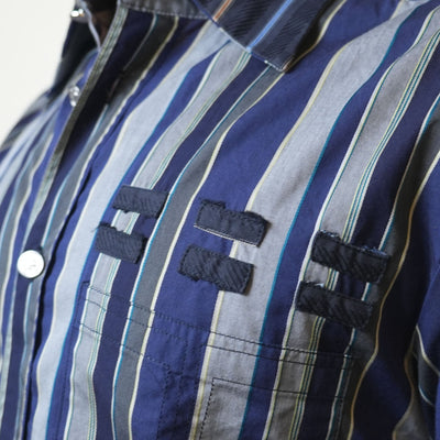 Versace Blue & Grey Striped Shirt