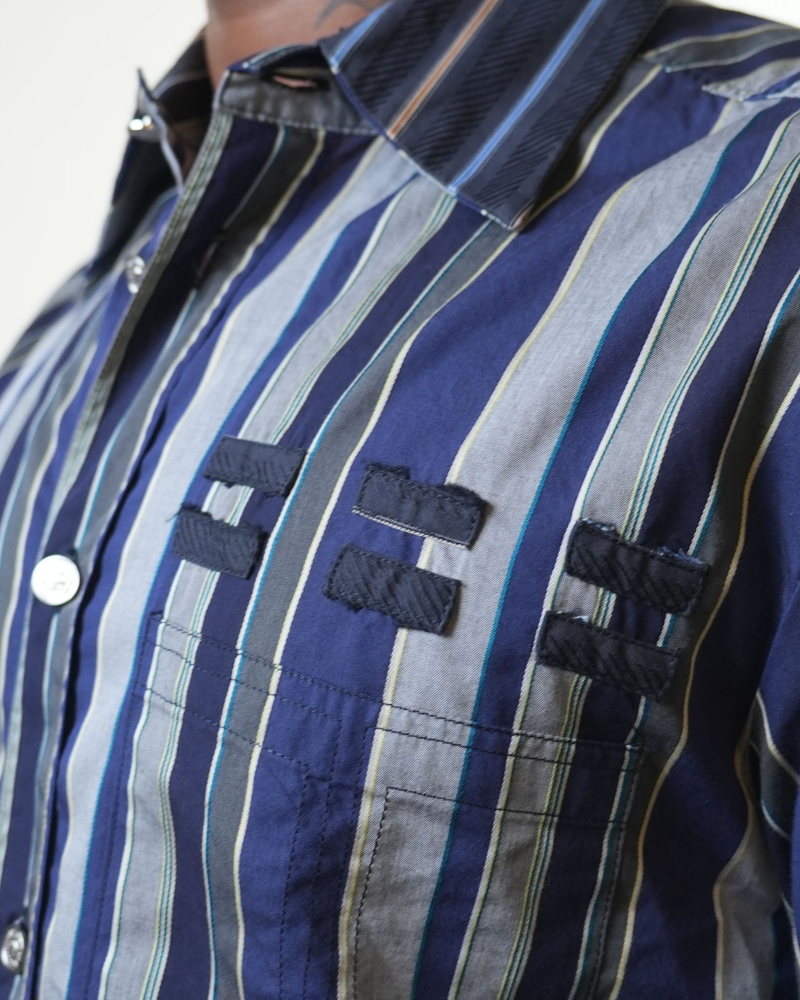 Versace Blue & Grey Striped Shirt