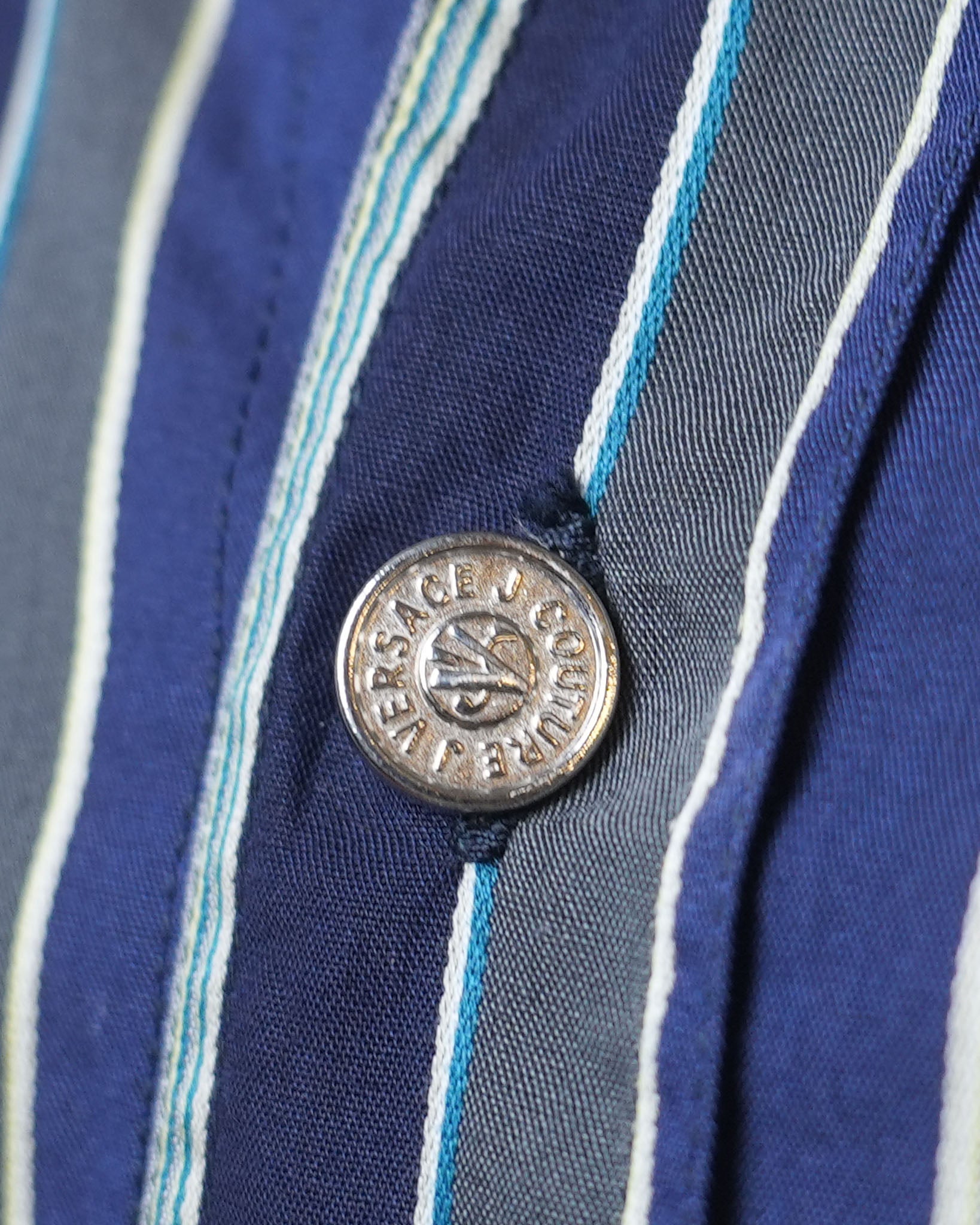 Versace Blue & Grey Striped Shirt