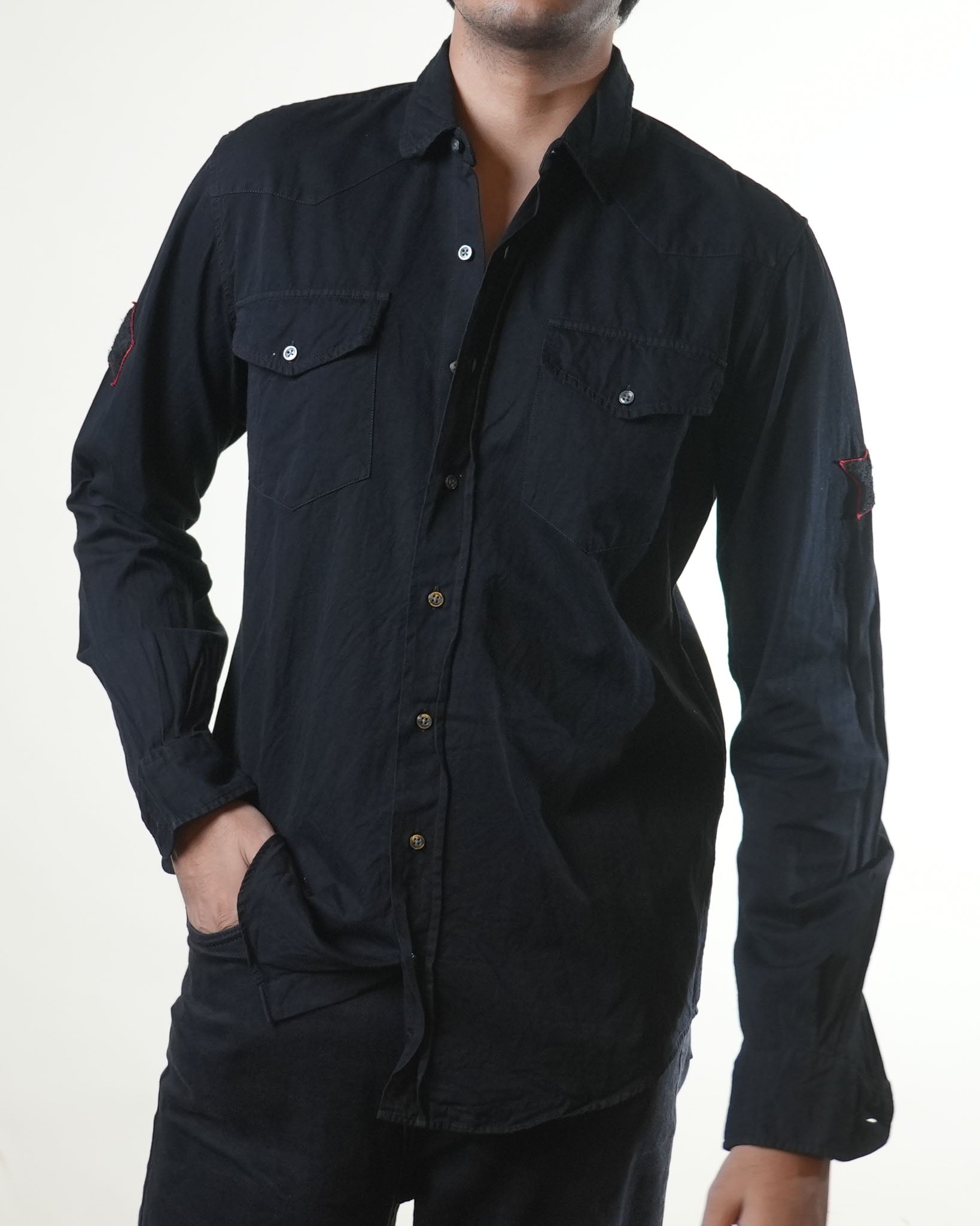 The Emperor Black Double Pocket Shirt