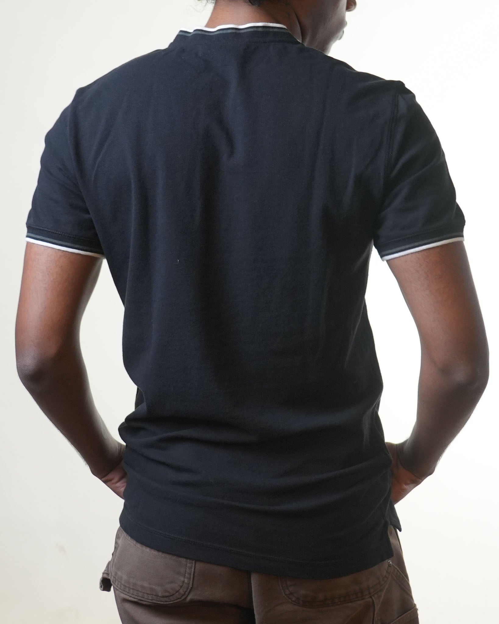 Emporio Armani Black Henleyneck Tshirt