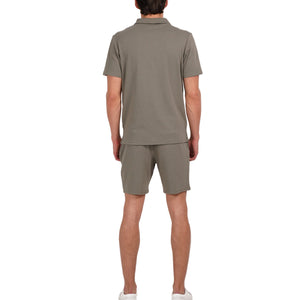 CAPO Textured Light Olive Polo Zip-Up Shirt