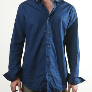 Gf Ferre Double Collared Navy Blue Shirt
