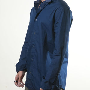 Gf Ferre Double Collared Navy Blue Shirt