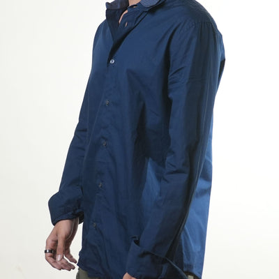 Gf Ferre Double Collared Navy Blue Shirt