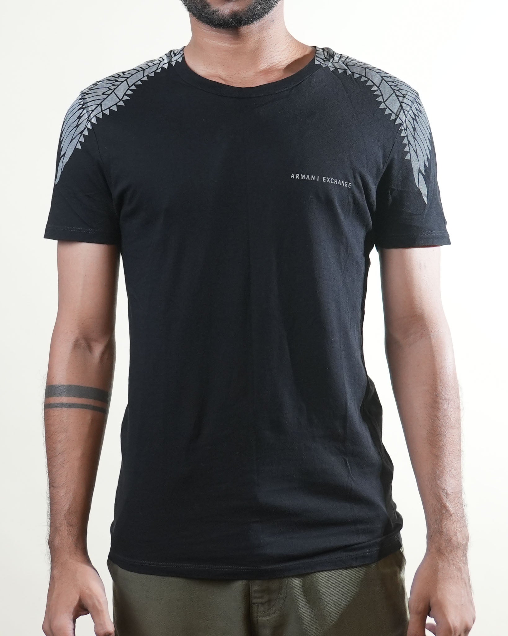 Armani Exchange Wings Black Printed Tshirt