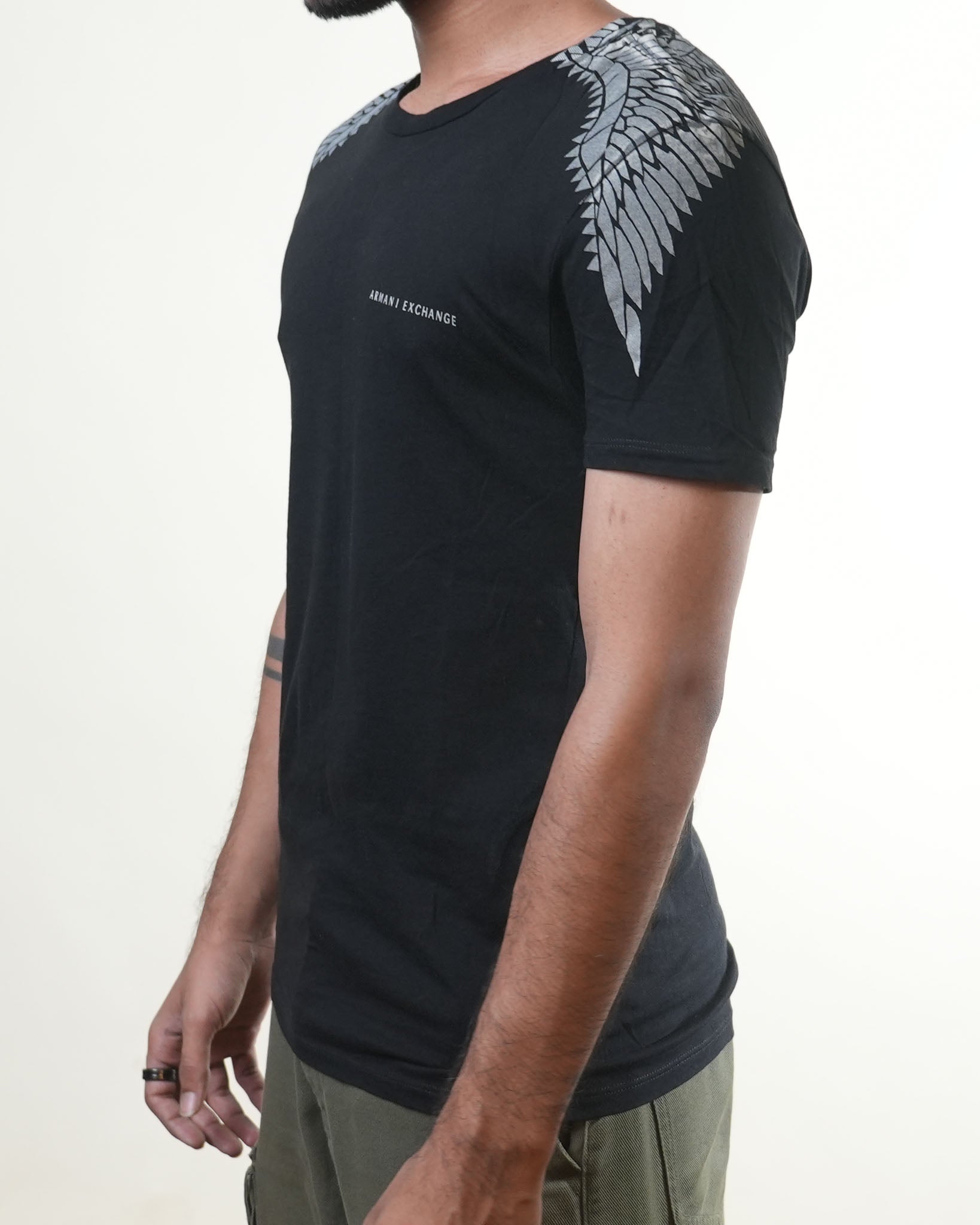 Armani Exchange Wings Black Printed Tshirt