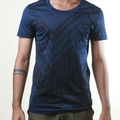 Versace Navy Blue Black Print Tshirt