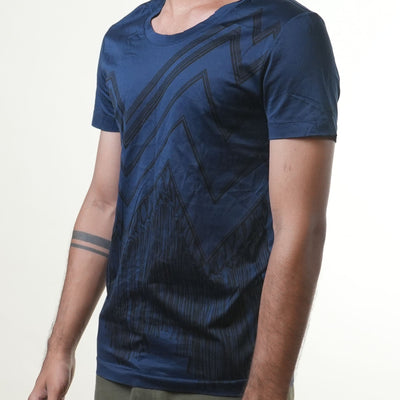 Versace Navy Blue Black Print Tshirt