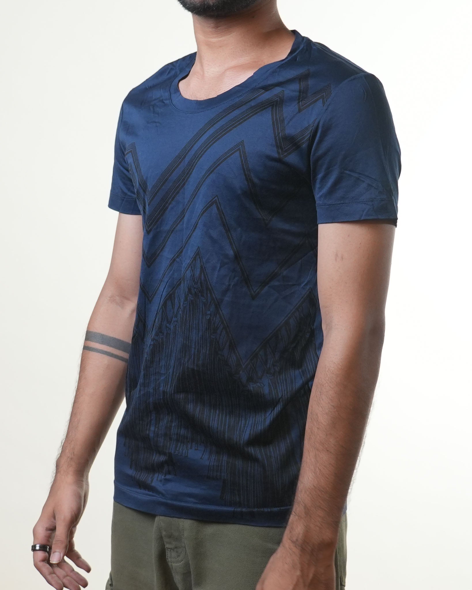 Versace Navy Blue Black Print Tshirt