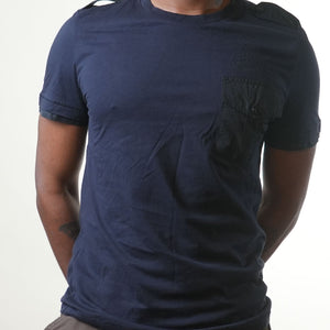 Gf Ferre Navy Blue Shoulder Flap Tshirt
