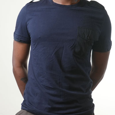 Gf Ferre Navy Blue Shoulder Flap Tshirt