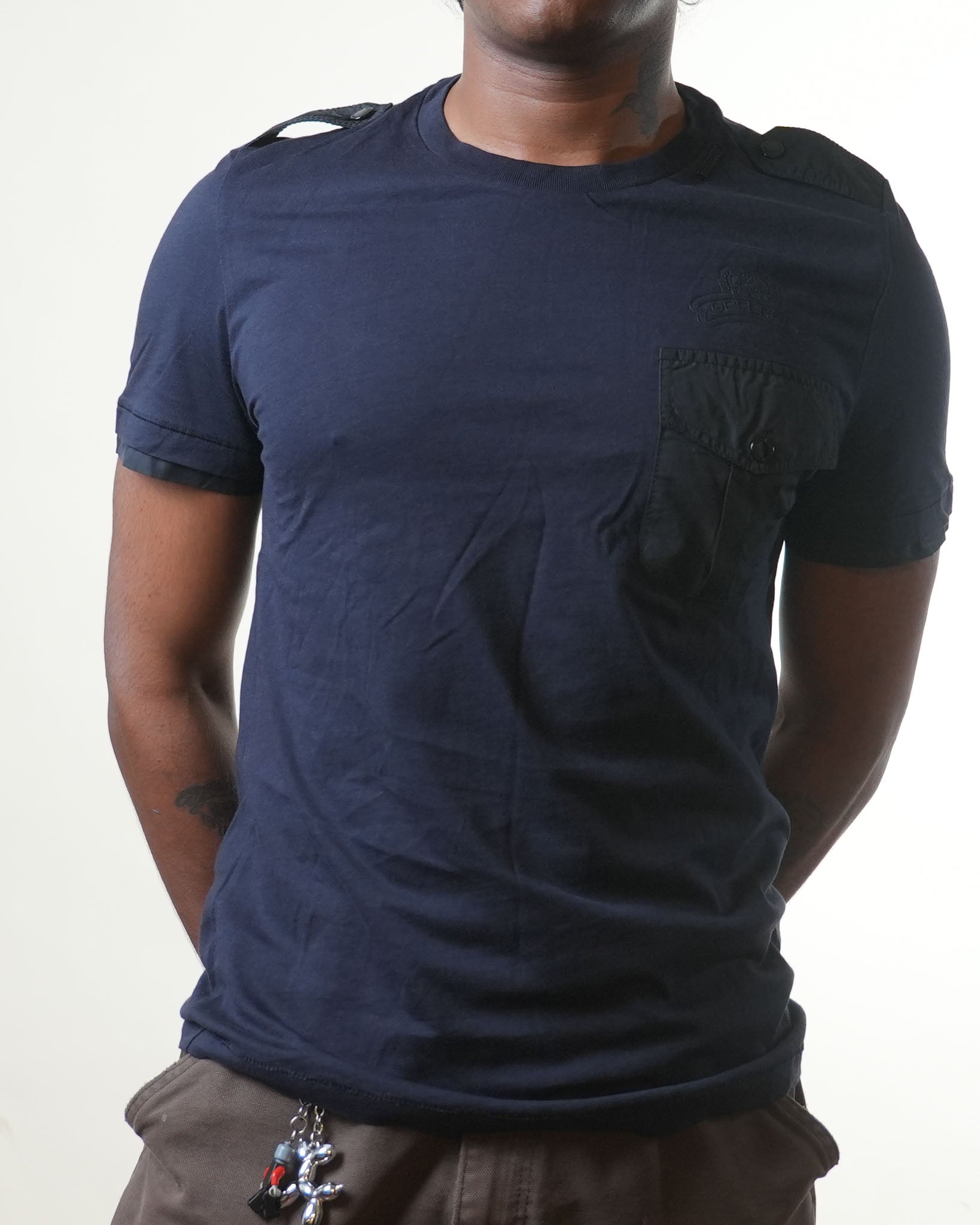 Gf Ferre Navy Blue Shoulder Flap Tshirt