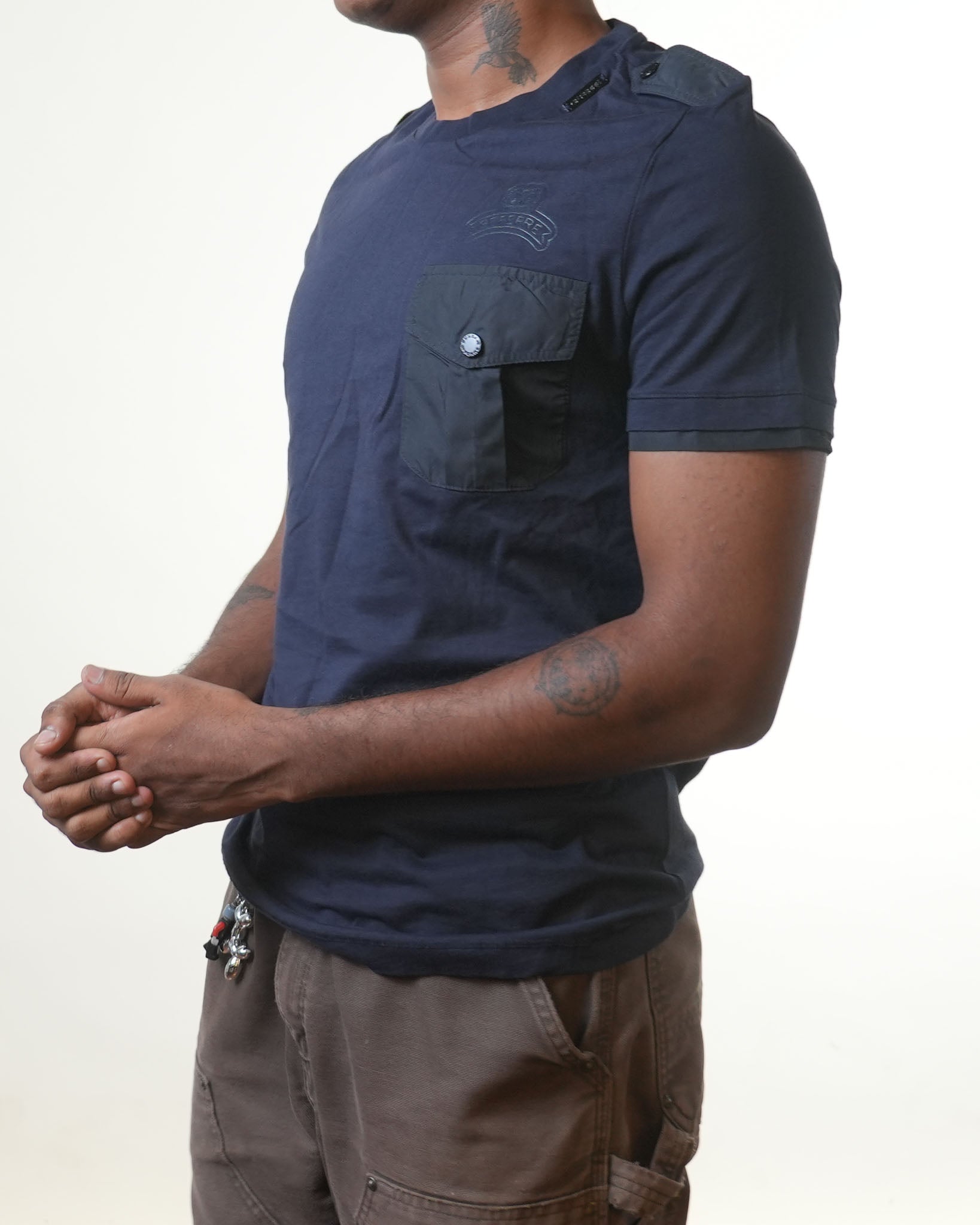 Gf Ferre Navy Blue Shoulder Flap Tshirt