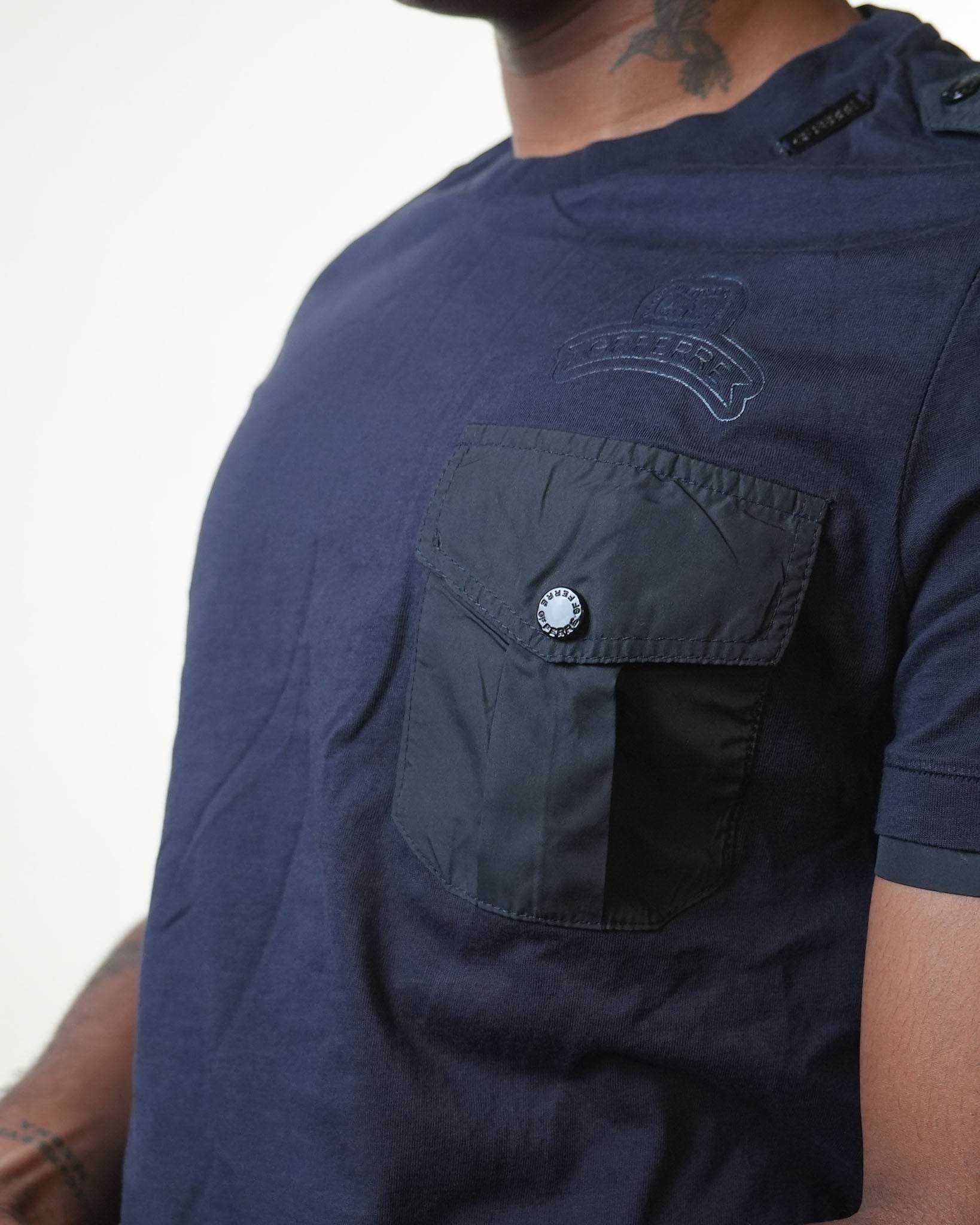 Gf Ferre Navy Blue Shoulder Flap Tshirt