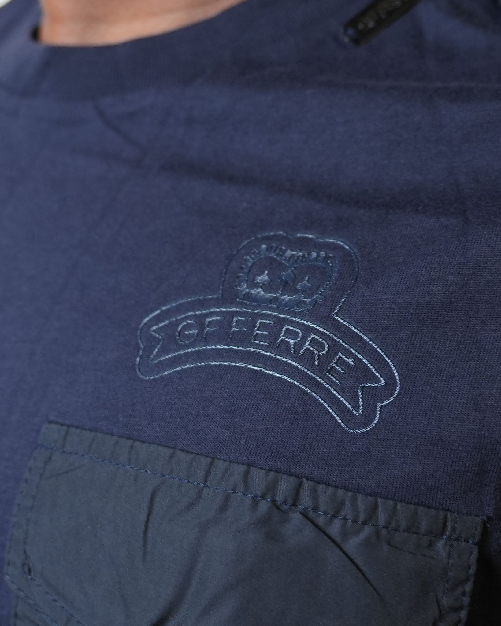 Gf Ferre Navy Blue Shoulder Flap Tshirt